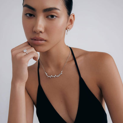 Wide Scattered Crystal Necklace