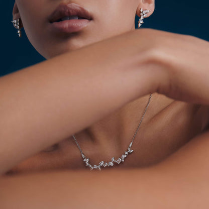 Wide Scattered Crystal Necklace