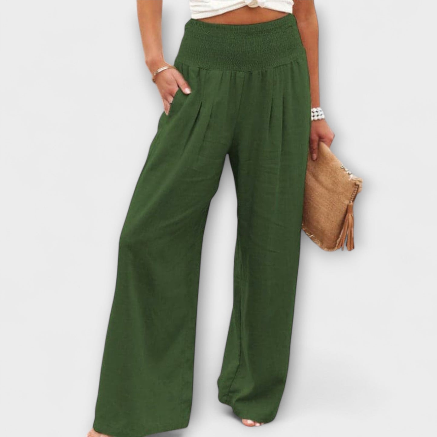 Thearya - Pantaloni Larghi in Lino Casual