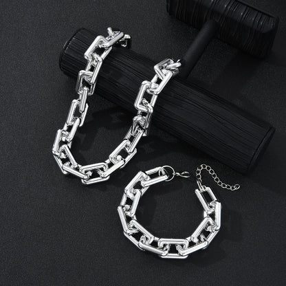 Set di 2 collana e bracciale con catena in argento massiccio