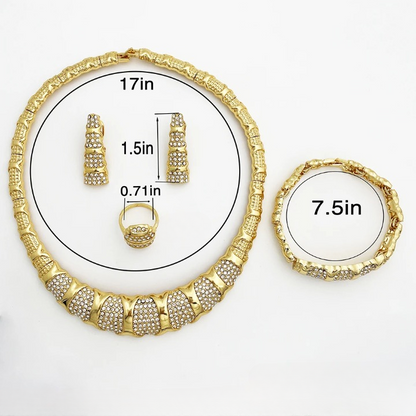 Set completo di gioielli massicci in oro 18 carati - Collana, bracciale, orecchini, anello