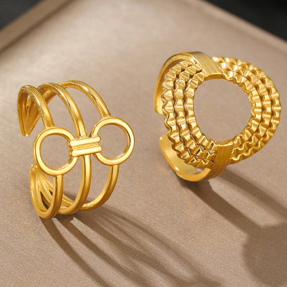 Set di 2 anelli geometrici audaci