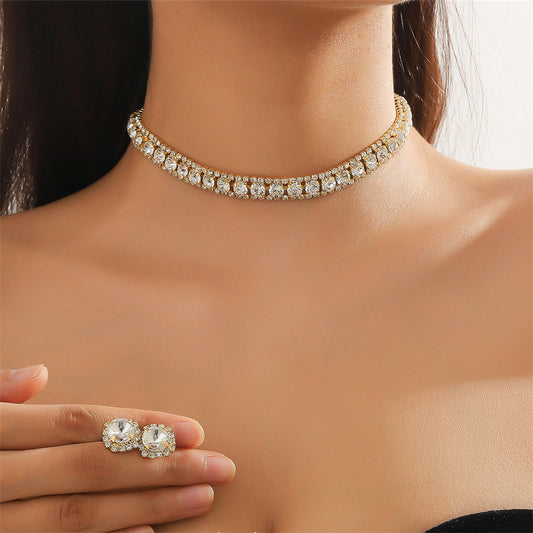 Set da sposa con collana e orecchini in cristallo