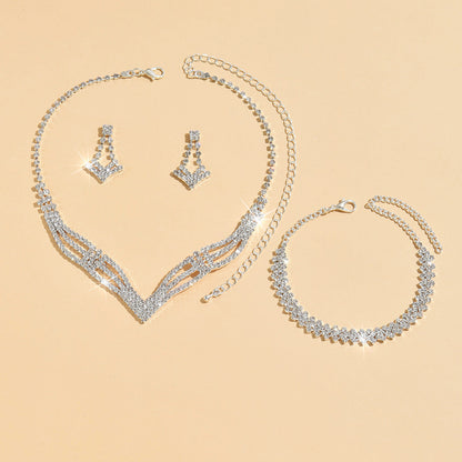 Set di gioielli di lusso geometrici leggeri 4 pezzi