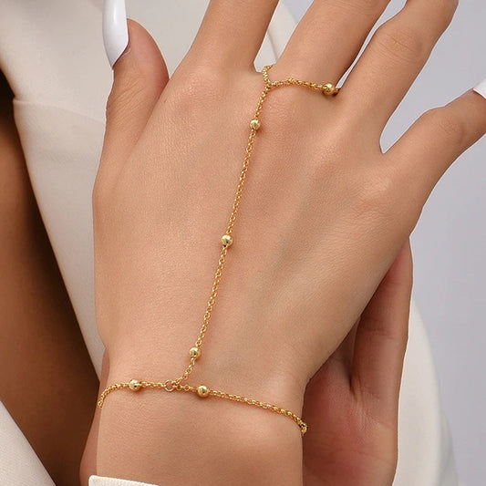Bracciale a catena con perline dorate