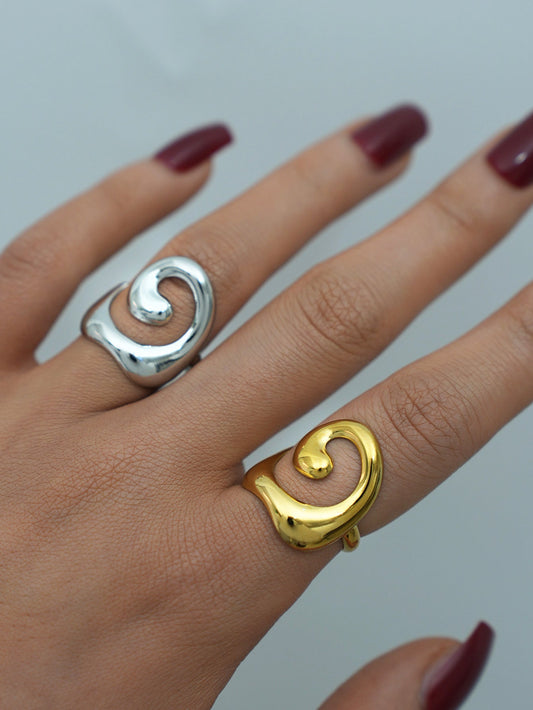 Anello minimalista apribile placcato oro 18 carati