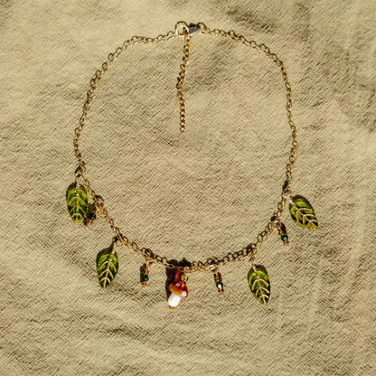 Set di gioielli con foglie di funghi della foresta, 2 pezzi