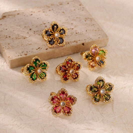 Anello regolabile floreale in oro