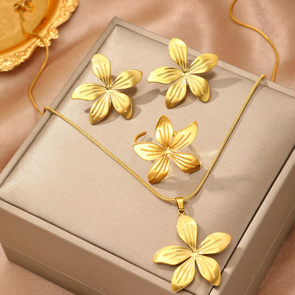 Set di gioielli 3 pezzi con petali audaci