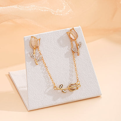 Set di gioielli con tulipani in oro, 3 pezzi