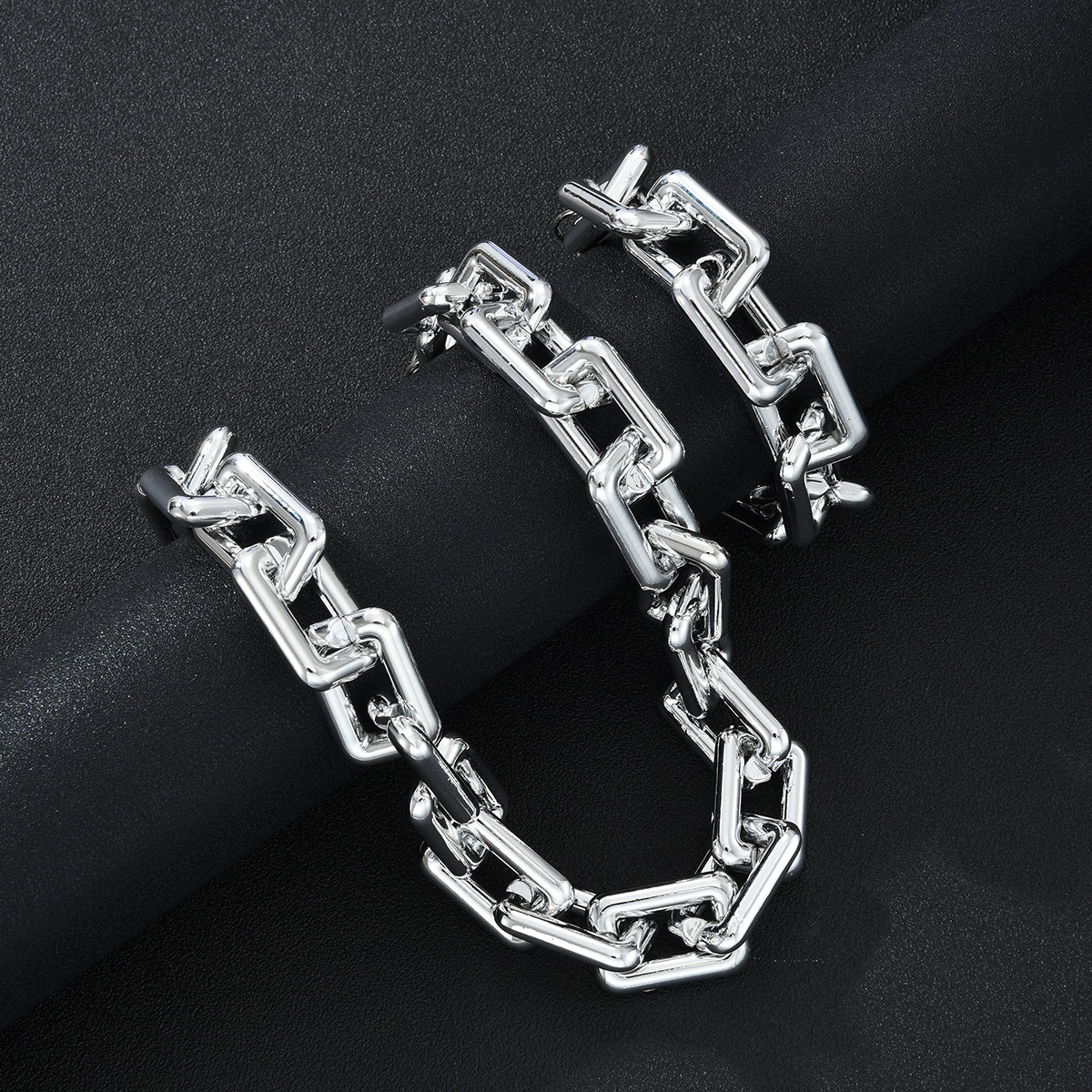 Set di 2 collana e bracciale con catena in argento massiccio