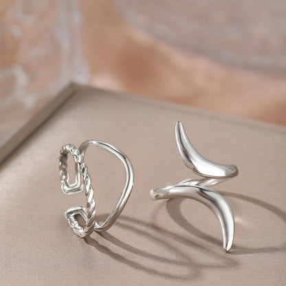 Set di 2 anelli in oro con curva a mezzaluna