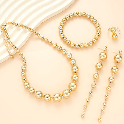 Set di gioielli con perline dorate 4 pezzi