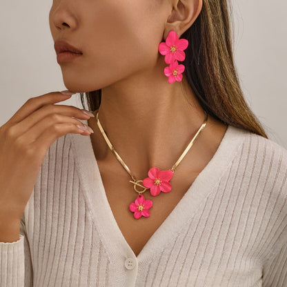 Set di gioielli con pendente a fiore elegante 3 pezzi