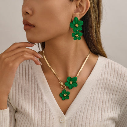 Set di gioielli con pendente a fiore elegante 3 pezzi