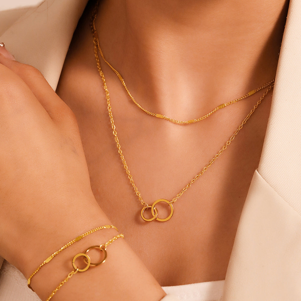 Set di gioielli con cerchi intrecciati, 3 pezzi