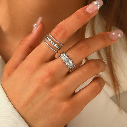 Set di 3 anelli con perline dorate