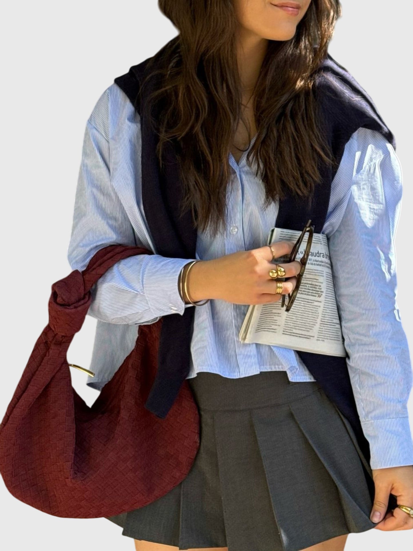 Celeste | Borsa Media In Pelle Scamosciata Intrecciata Con Nodo