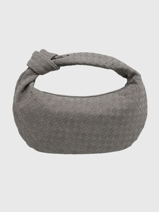 Celeste | Borsa Media In Pelle Scamosciata Intrecciata Con Nodo