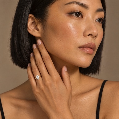 Model wearing the Pear Solitaire Ring
