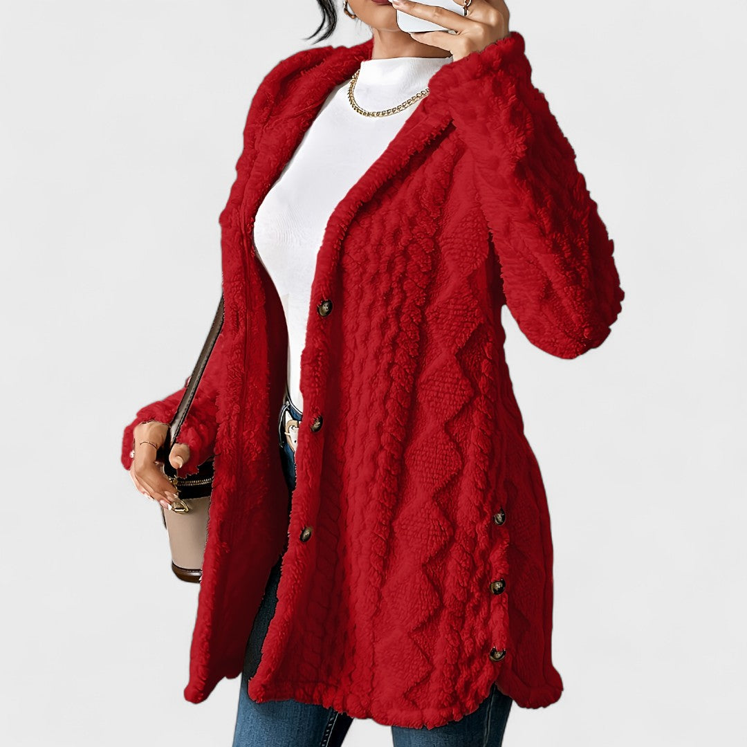 Katerina - Cardigan Cappotto Cappuccio Caldo 
