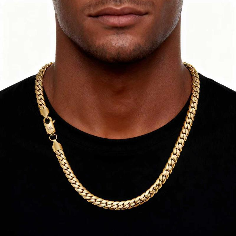 Collana con maglie cubane placcata in oro 14k