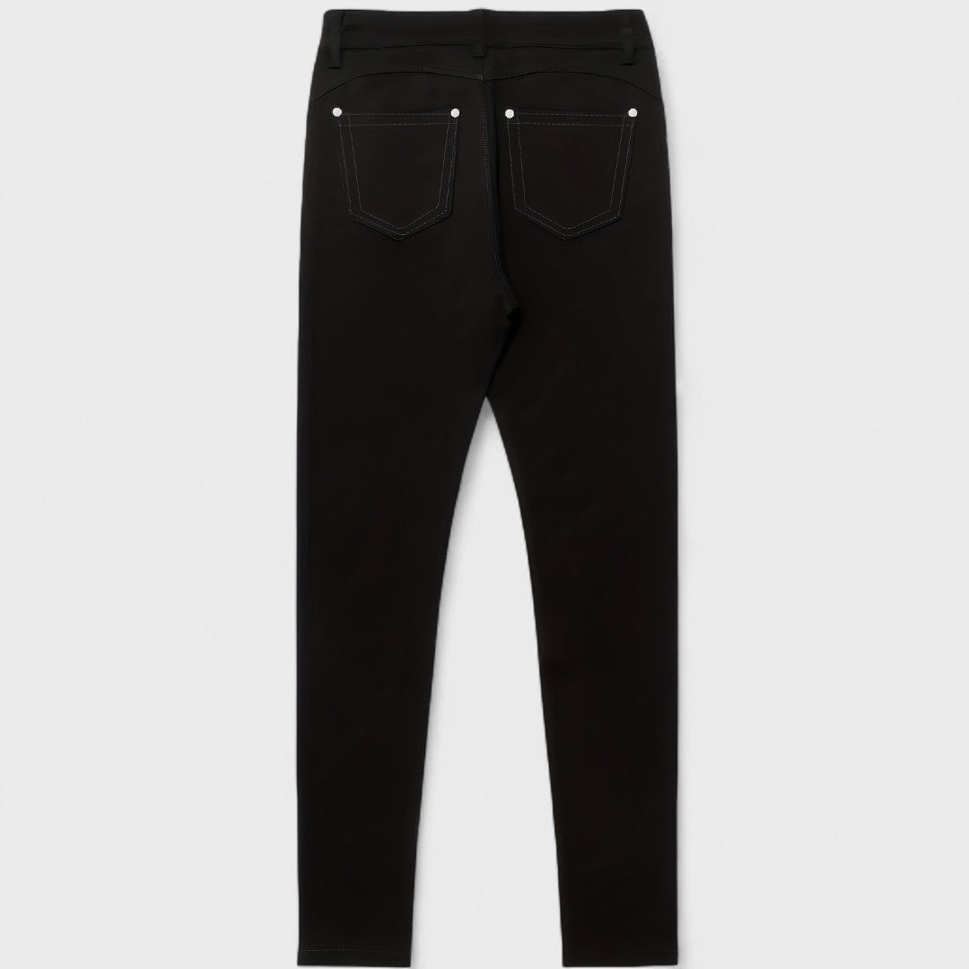 Floriale - Jeans neri in denim a vita alta per donna 