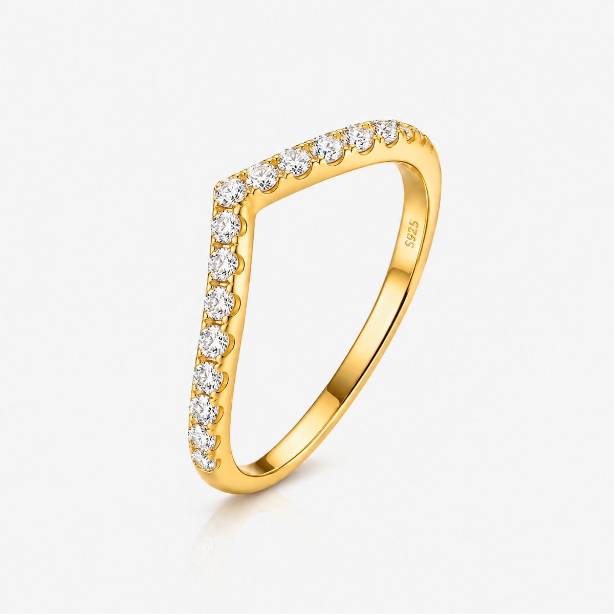 V Contour Pavé Band ring