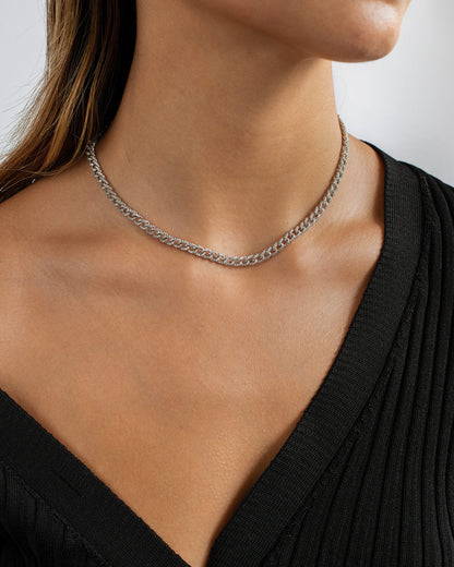 Pavé Mini Curb Chain Necklace