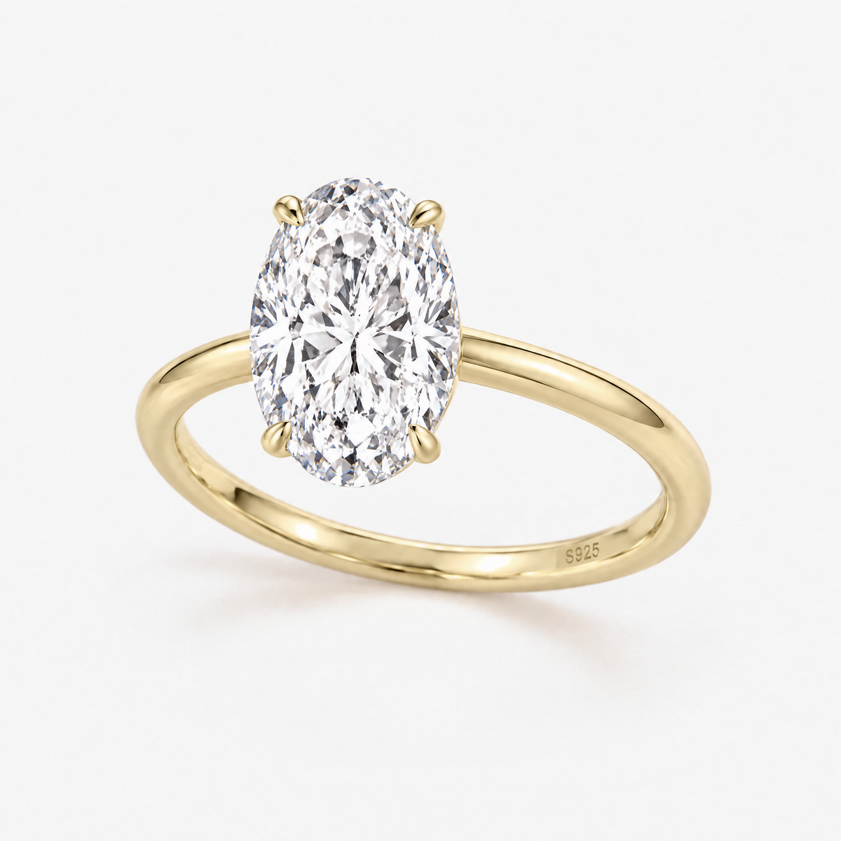 Grand Oval Solitaire Ring in gold