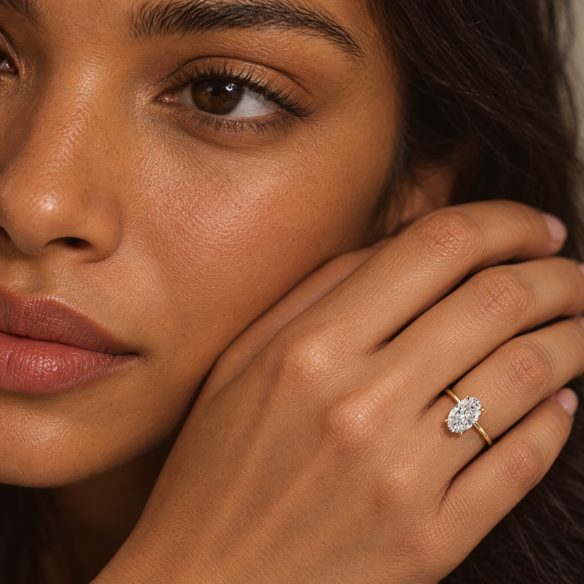 Classic Oval Solitaire Ring in profile