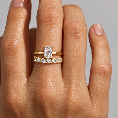 Radiant-Cut Solitaire Ring in profile
