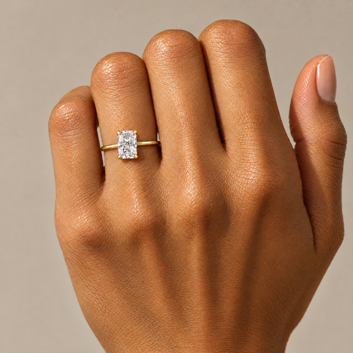 Radiant-Cut Solitaire Ring seen from above