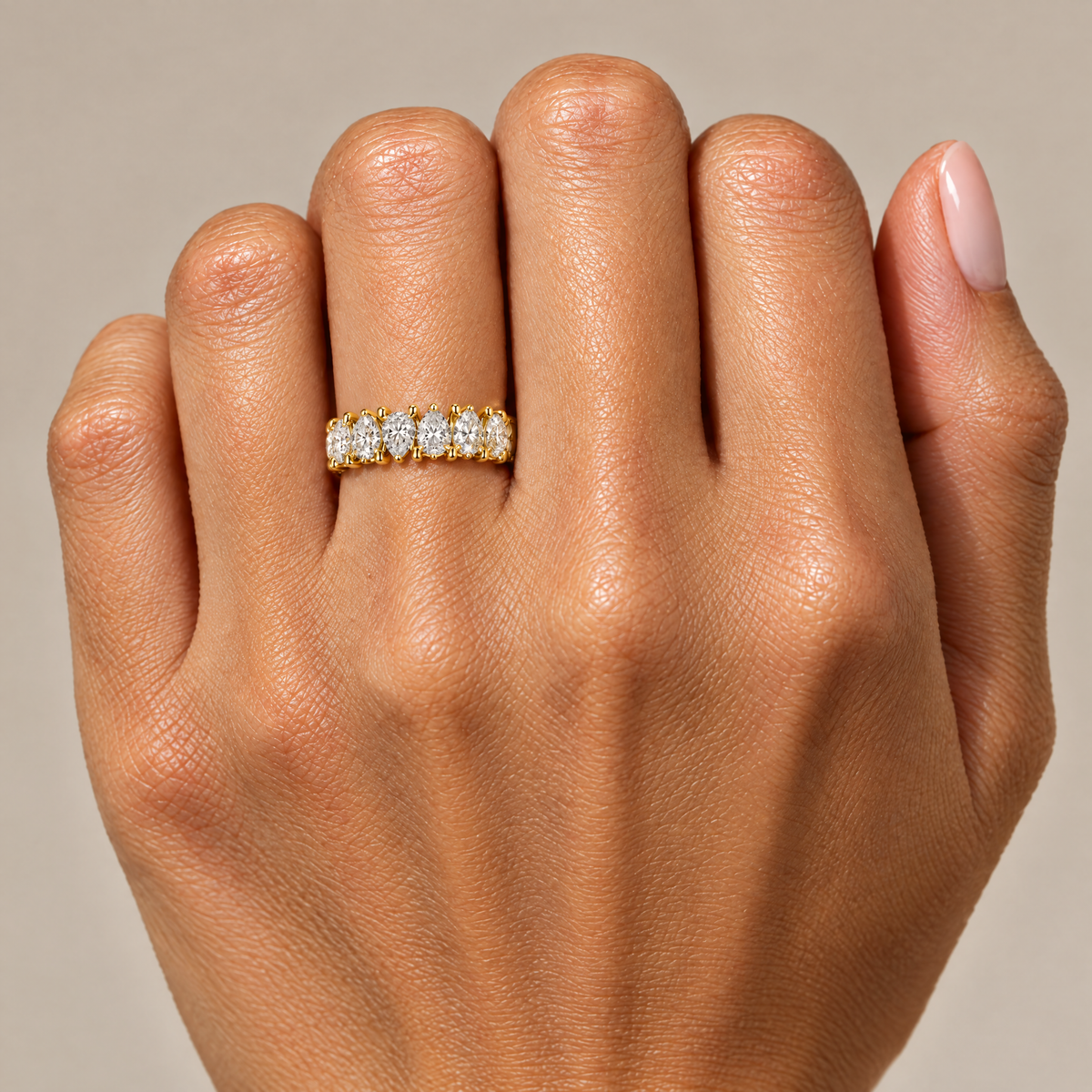 Pear Eternity Band Ring in profile