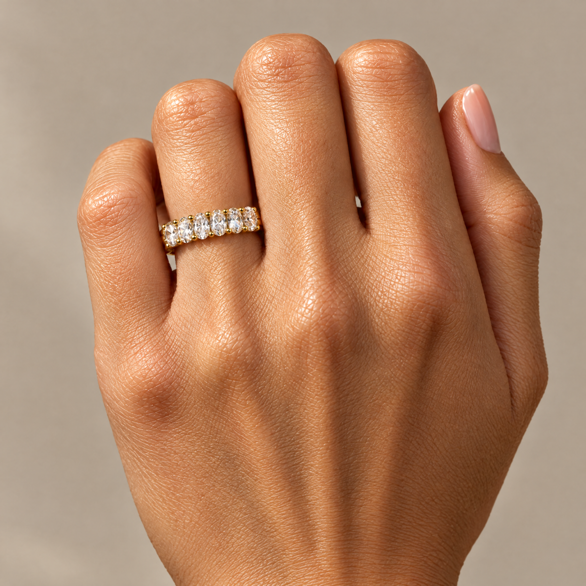 Oval Eternity Band Ring in profile