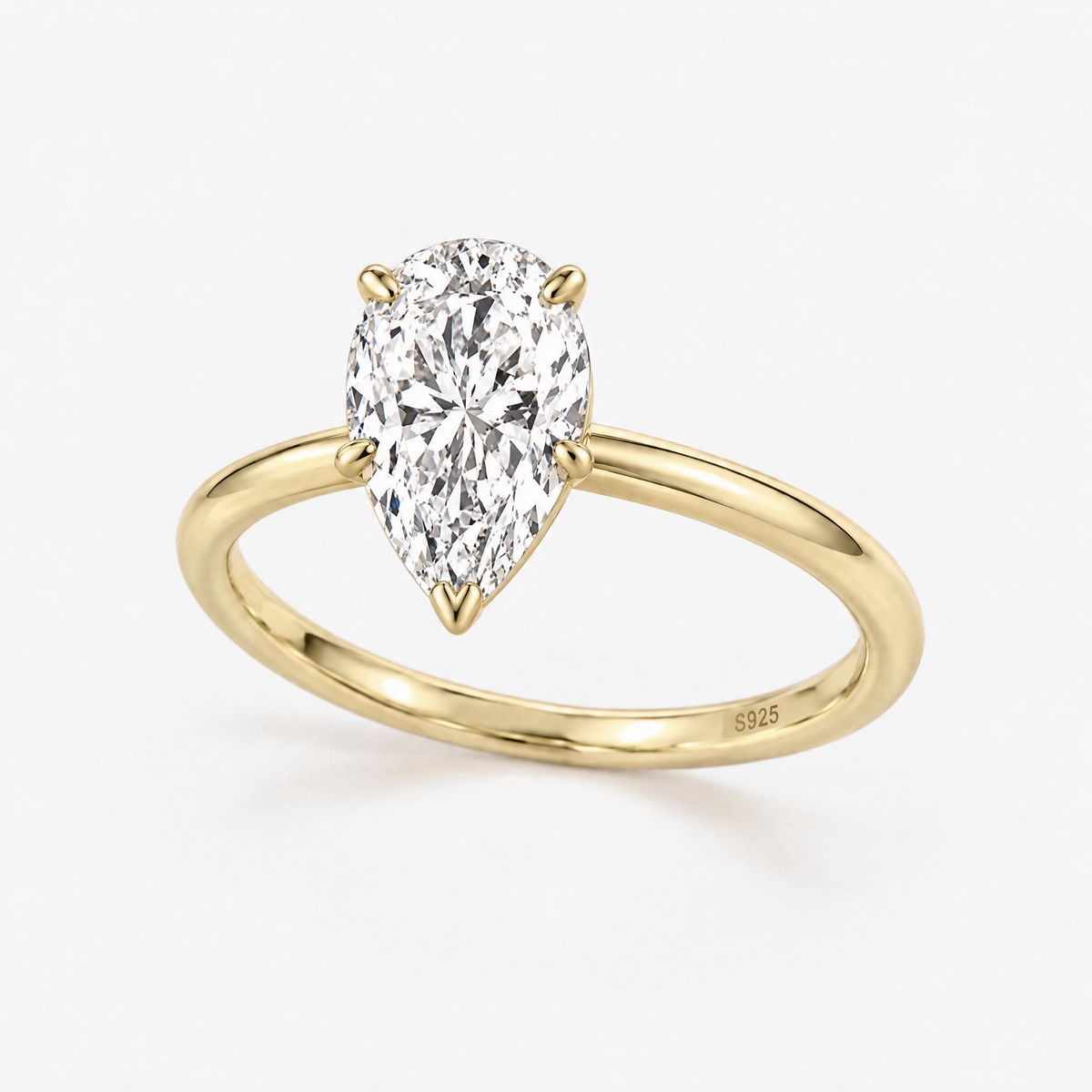 Pear Solitaire Ring in gold