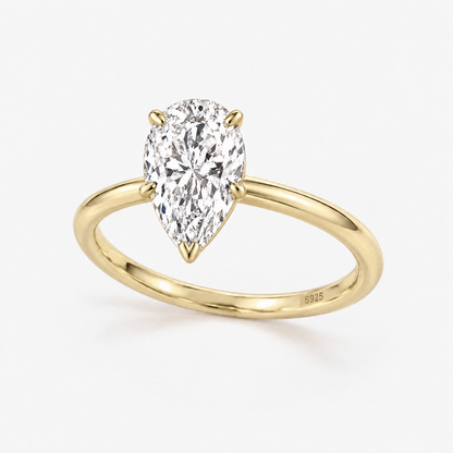Pear Solitaire Ring in gold
