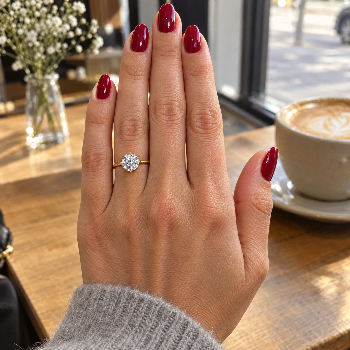 Model wearing the Round Solitaire Ring