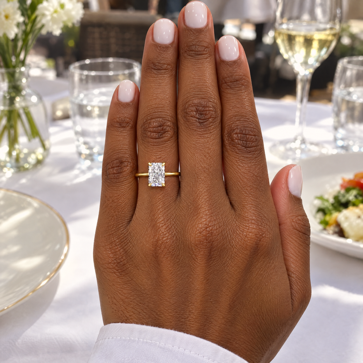 Model wearing the Radiant-Cut Solitaire Ring