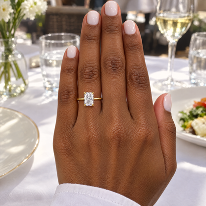 Model wearing the Radiant-Cut Solitaire Ring