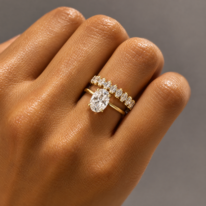 Model wearing the Classic Oval Solitaire Ring