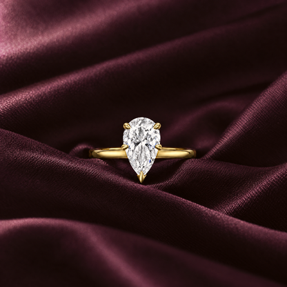 Pear Solitaire ring