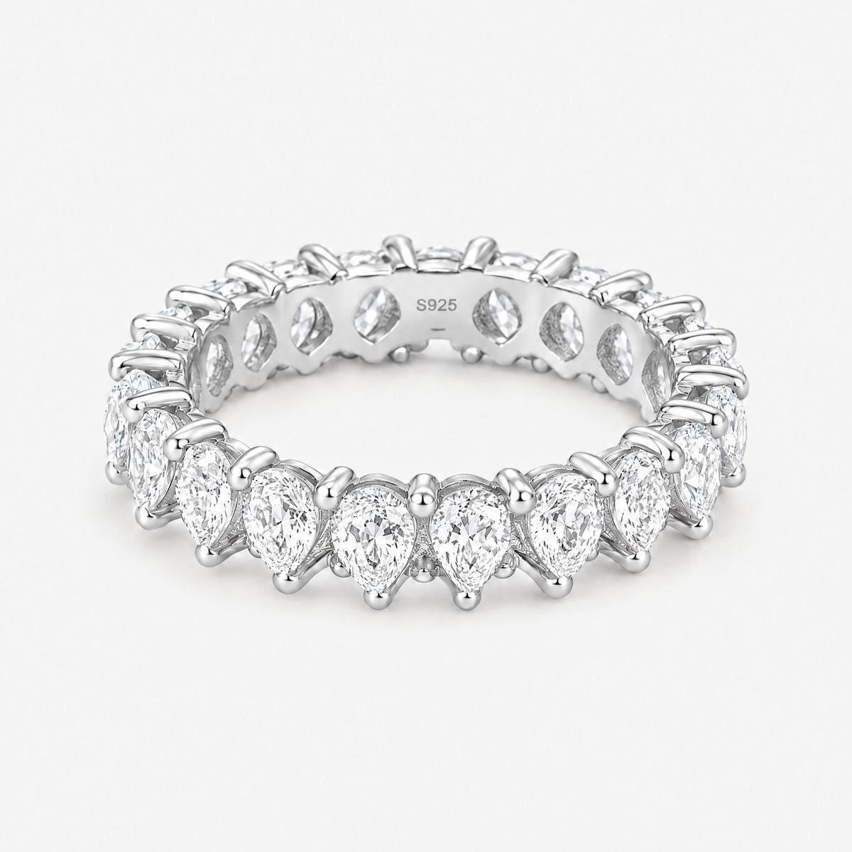 Pear Eternity Band Ring in silver