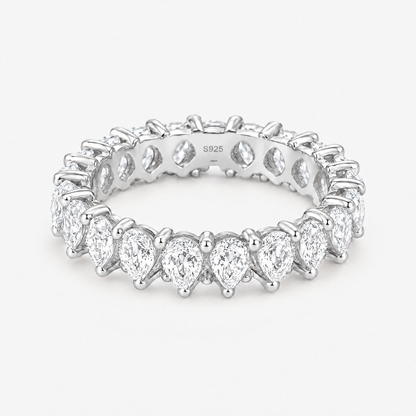 Pear Eternity Band Ring in silver