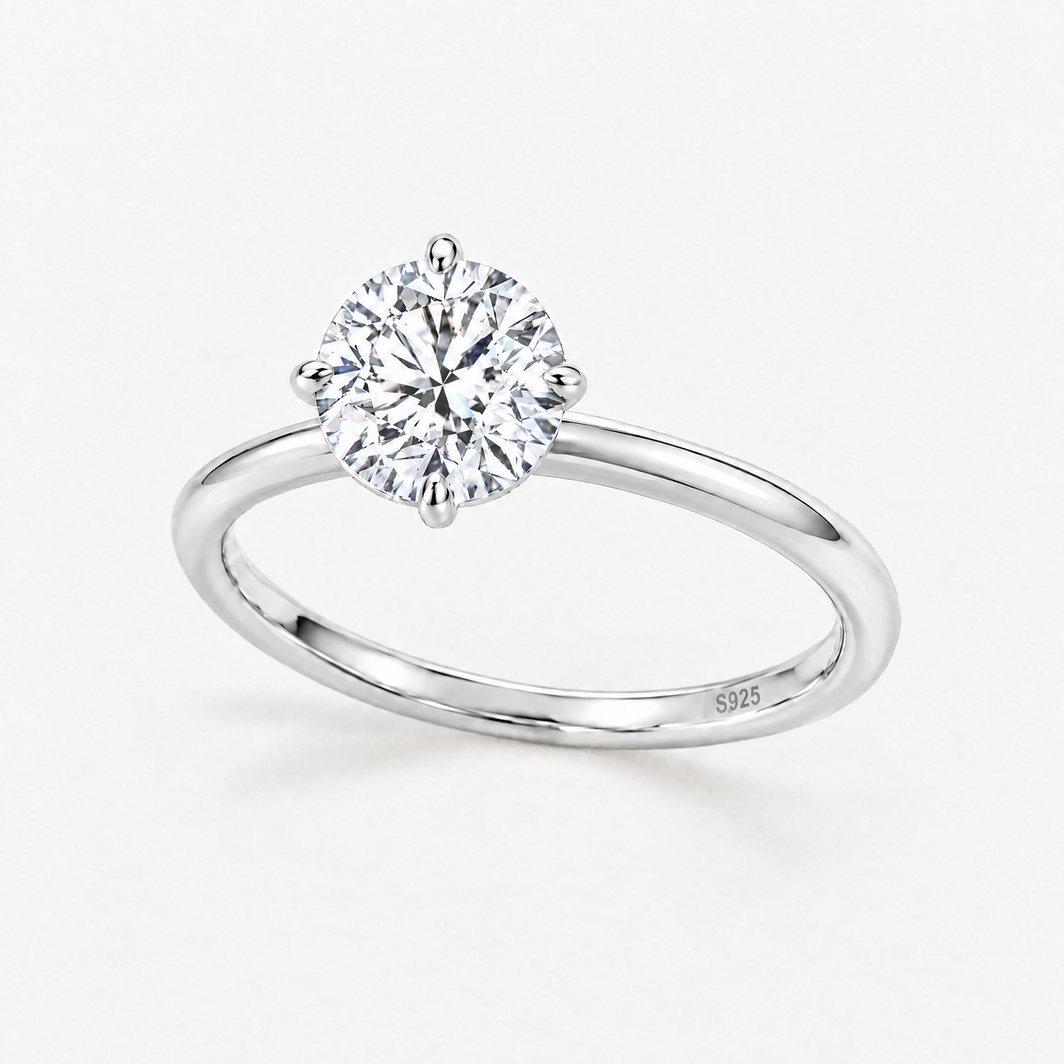 Round Solitaire Ring in silver