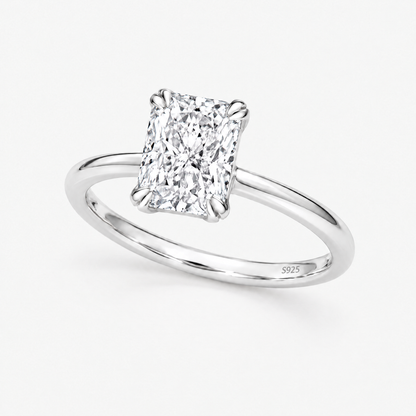 Radiant-Cut Solitaire Ring in silver