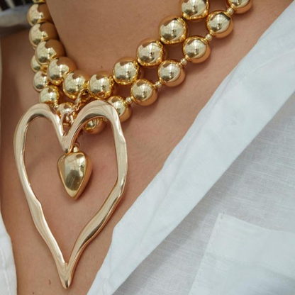 Set di 2 collane con perline a forma di cuore