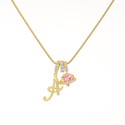 Heart Charm Initial Necklace