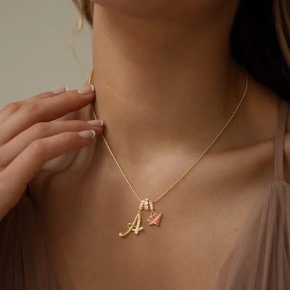 Heart Charm Initial Necklace