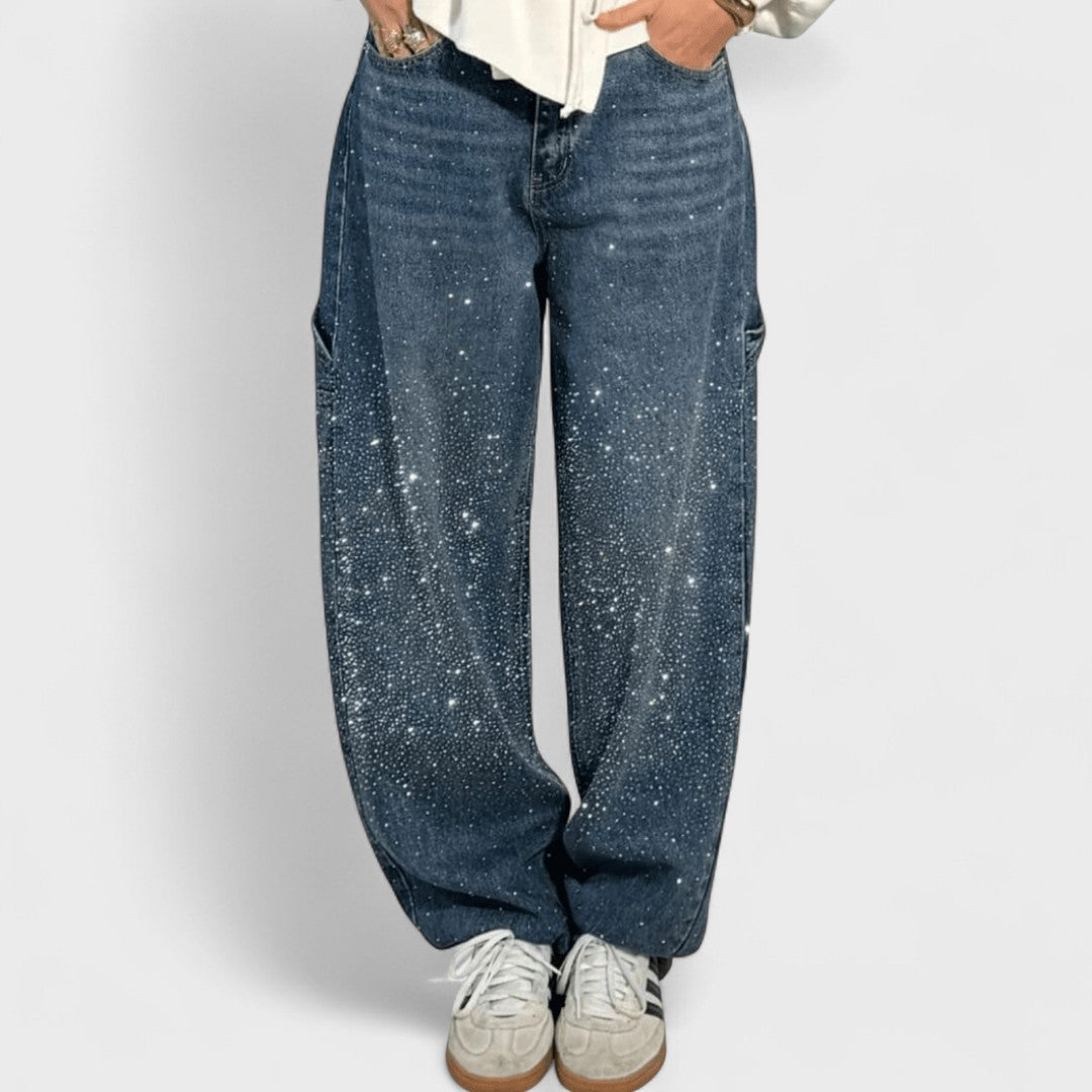 Julia - Jeans Carpenter a Palloncino alla Moda con Glitter 